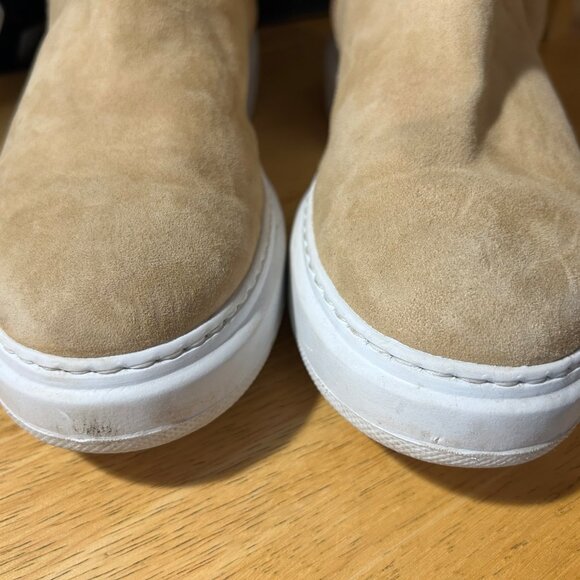 Womens Aquatalia Larisa Sand Suede Shearling Fur Ankle Zip Sneaker Booties 8.5 - Picture 11 of 16